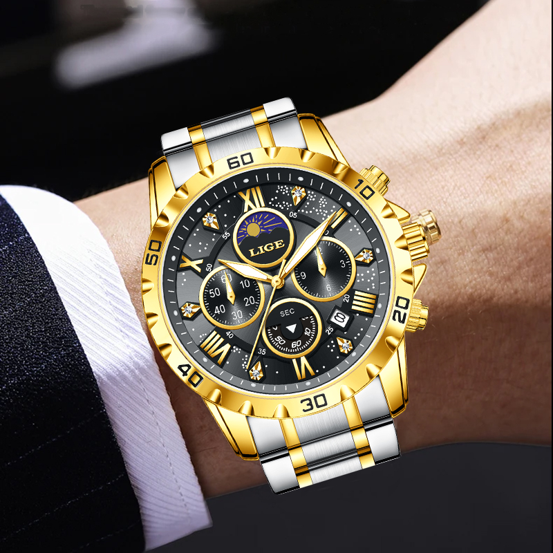 Luxury Watch Moon Phase - Montre Homme LIGE de Luxe à
