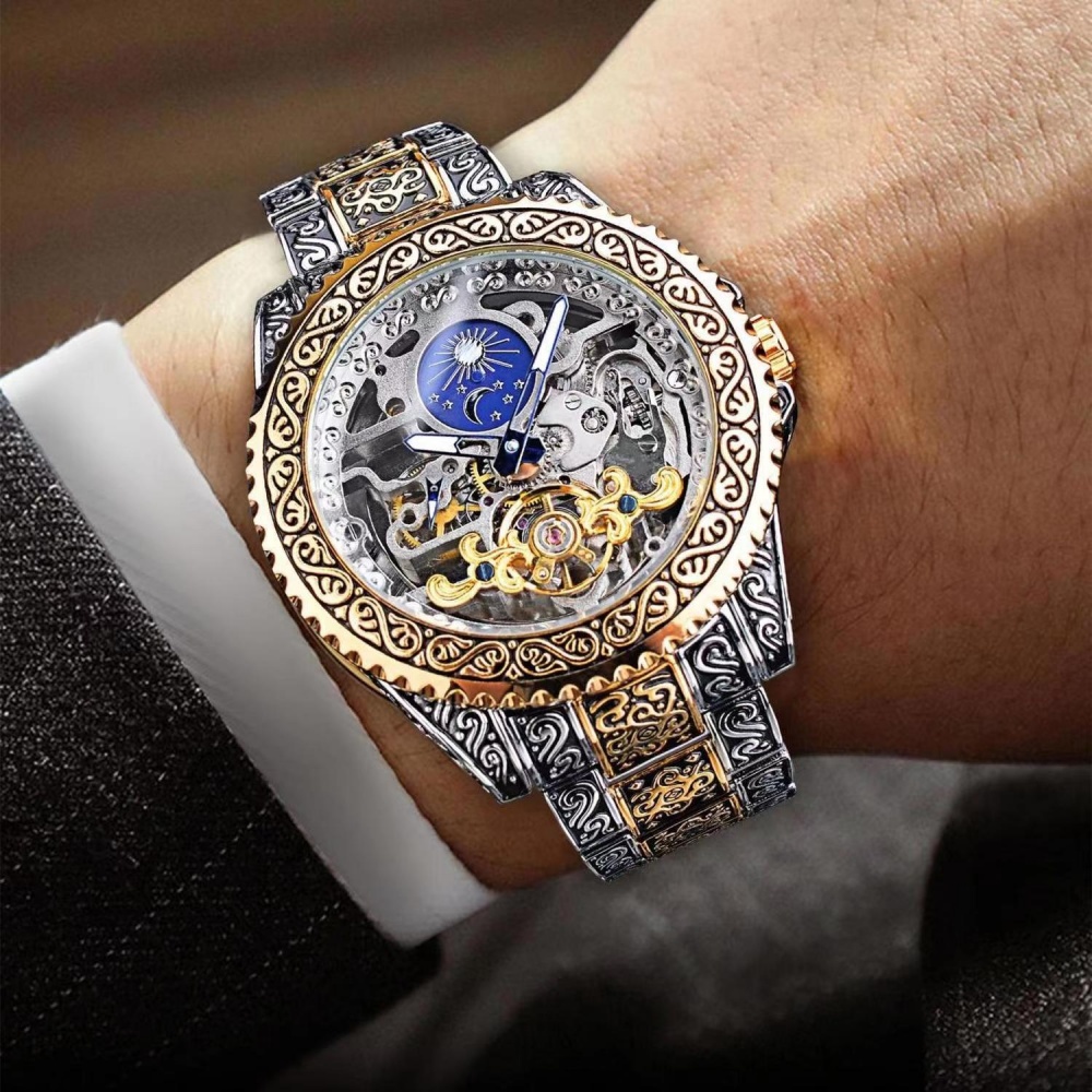 Luxury Watch Engraving - Montre mécanique squelette entièrement automatique haut