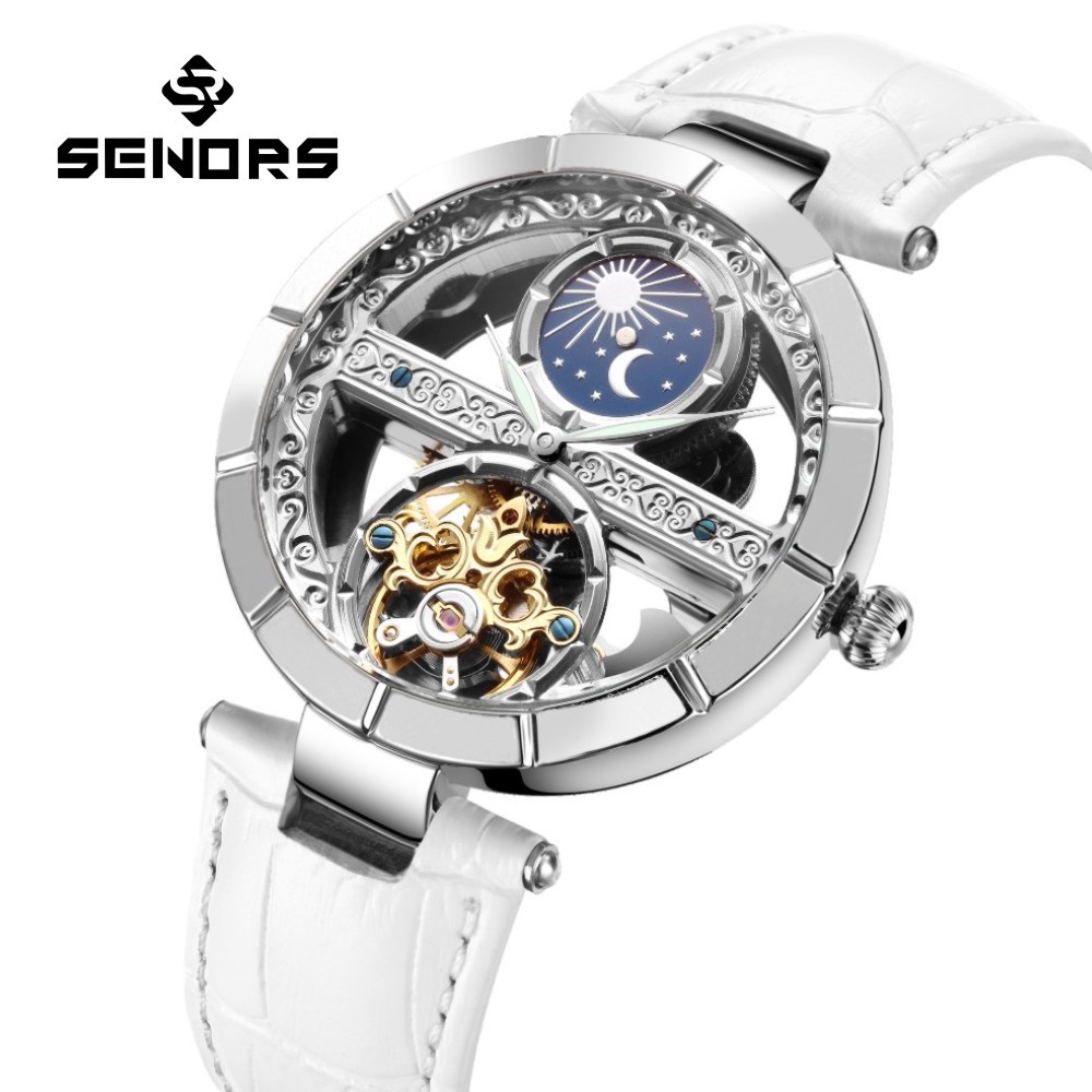 Luxury Watch Moon Phase - Montres mécaniques Seton Tourbillon pour femmes,