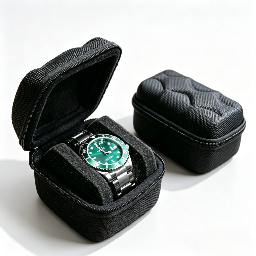 Luxury Watch Travel Case - Boîte de rangement noire pour montres,
