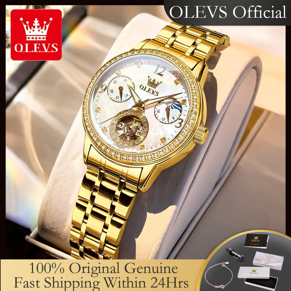 Luxury Watch Moon Phase - Montre automatique pour femme OLEVS 6750,