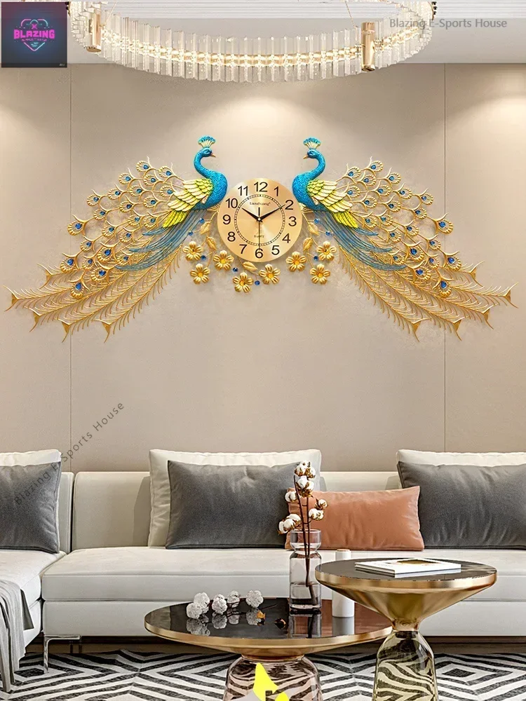 Luxury Watch Makes - Horloge murale décorative Paon, style européen,