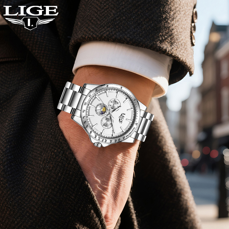 LIGE Top marque de luxe Quartz - Luxury Watch Moon Phase avis et prix