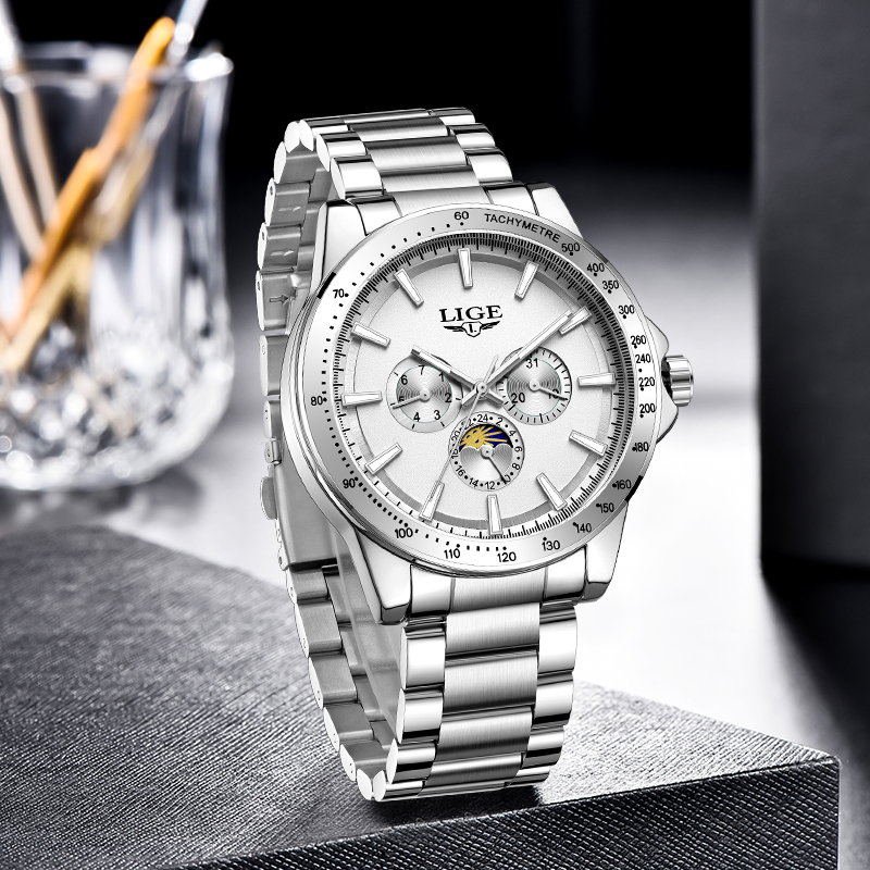 LIGE Top marque de luxe Quartz - Luxury Watch Moon Phase avis et prix